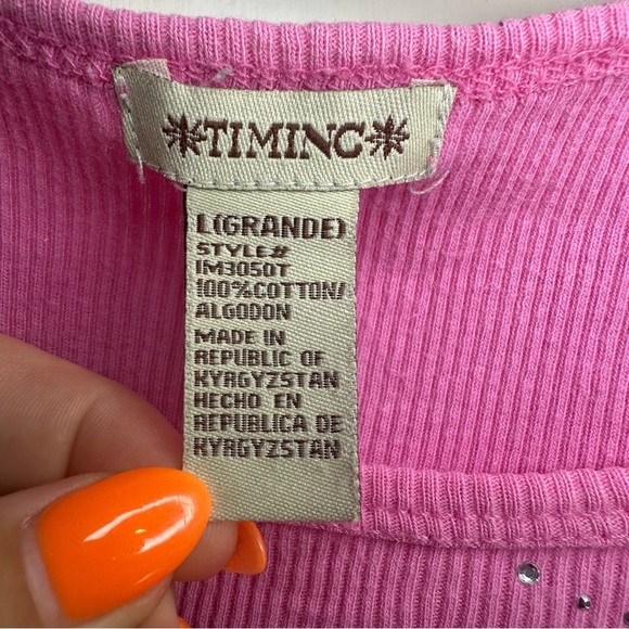Timing Y2K Sequin Tank Top. Size: Large. Color: Bubblegum Pink. - Picture 3 of 4